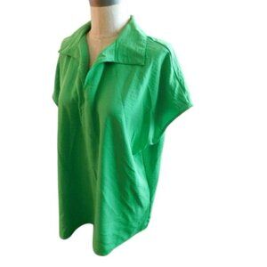 Ali Miles Size XL Green Button Back Vneck Blouse Top